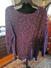 Eartbound Purple Marled Sweater XL Women&#39;s High-low Hem 3/4 Sleeves