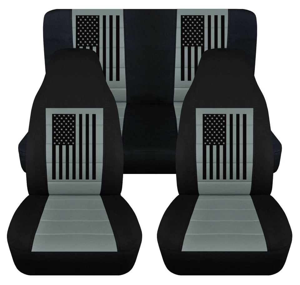 Fundas de asiento grises para Jeep Wrangler 1987-2006 American Flag Jeep cubiertas de asiento de auto Foto 1 de 1