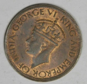 1945 CEYLON ONE CENT MS UNC BU LUSTER GEORGE VI BRITISH  RARE Inv#1033 - Picture 1 of 2