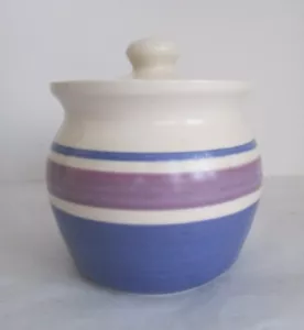 Pfaltzgraff Baja Zuckerdose mit Deckel lila blaue Streifen - Bild 1 von 4