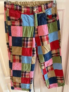 New Girl KC Parker Preppy Plaid Patchwork Cropped Adjustable Waist Pants Size 14 - Picture 1 of 5