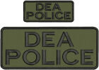 D E A POLICE EMBROIDERY PATCHES10X4 and 5x2 HOOK ON BACK Ranger Green/Black