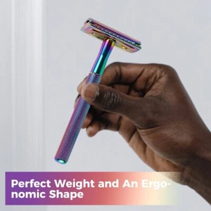 Neon Rainbow Double Edge Safety Razor for Women Lady W 10 blades Valentine Gift - Picture 1 of 17