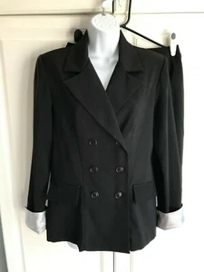 Conjunto de blazer/falda para mujer de segunda mano talla 8 negro/plateado botón delantero  - Imagen 1 de 8