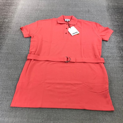 KENZO Polo Vestito Donna Piccolo Corallo Tasca Tigre Crest Polo Vestito Cintura