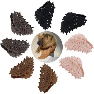 8 Pcs Big Matte Hair Claws, 3.7-Inch Jumbo Clips for Thick Hair, Neutral Colors - Picture 1 of 7