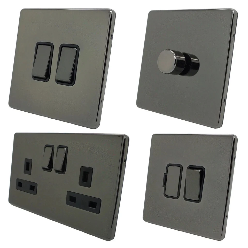 Screwless - Black Nickel Plug Sockets Light Switches -Whole Range CHEAP! - Image 1 of 1