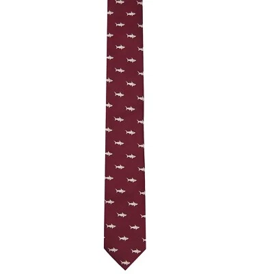 Maroon Embroidered Shark Mens Skinny Tie - Image 1 of 2