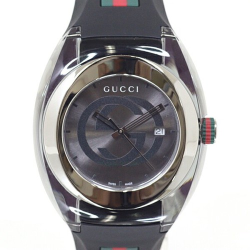 Orologio Gucci Uomo Lavello YA137116 Incastro G Quadrante Grigio Quarzo Usato0