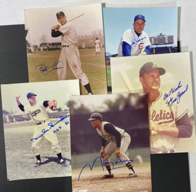 Baseball Greats Lot 5 Signed 8x10" Photos Duke Snider Maury Wills Don Zimmer - Image 1 of 3