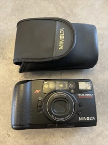 Minolta Riva 100AF Red Eye Reduction Date 1990s Photo Camera Japan + Film / Case - Picture 1 of 11