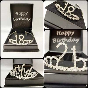 Diamante Birthday Tiara Happy Birthday 18th 21st Gift Box - Picture 1 of 11