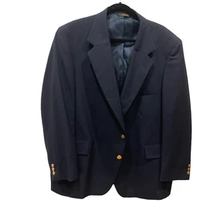 BOTANY 500 Sport Coat 46PTS R 2 Gold Button Navy Blue Mens suit blazer jacket - Picture 1 of 11
