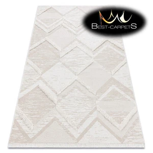 Increíble ALFOMBRA DE SISAL MODERNA ""MOROC"" estructural en zigzag BEIGE/CREMA algodón reciclado - Imagen 1 de 10