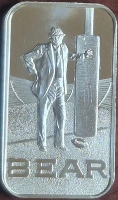 1983 Madison Mint Paul Bear Bryant 1oz .999 Fine Silver Bar, Reverse Variety - Image 1 of 4