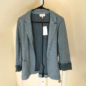 Skies Are Blue NWT Women's Green Knit Houndstooth Blazer Size M - Picture 1 of 7