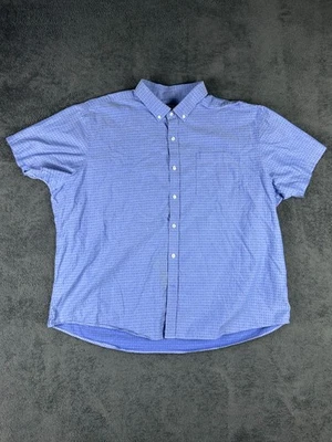 Cutter & Buck Shirt Mens 3XL Dress Blue Gingham Checks Short Sleeve Button Up - Image 1 of 4