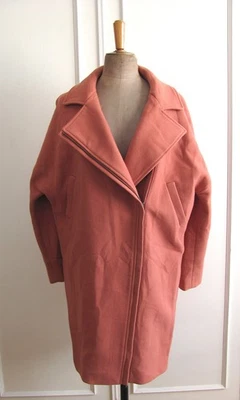 REISS LILLYANNE BLUSH CORAL PINK WOOL TAILORED BIKER COAT BOHO CHIC S 38 6 UK 10 - Imagen 1 de 4