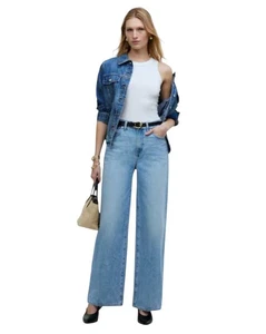 Madewell Superwide Leg Jeans in Ahern Wash Airy Denim Edition Light Wash Sz 27 - Picture 1 of 10