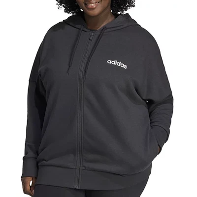 Adidas Plus Size Logo French Terry Full-Zip Hoodie Black Size 2X Sweatshirt - Image 1 of 4