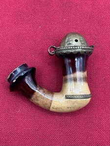 Tazón de pipa de tabaco vintage de arcilla con tapa de cerámica - Imagen 1 de 5