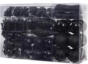 Juego de adornos para árbol de Navidad 76ct negro irrompible bolas de Navidad decoración - Imagen 1 de 9