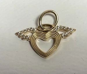 Pandora 14k Gold Heart Angel Wings Charm - Picture 1 of 5