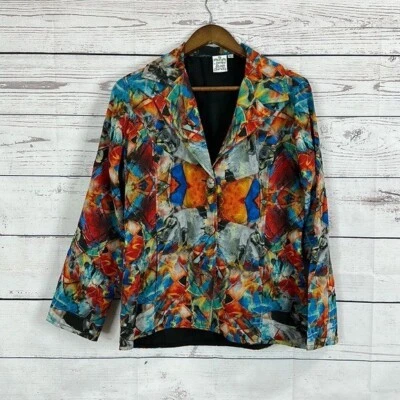 Chaqueta de perejil salvia para mujer grande multicolor blazer botón arte para usar vibrante Foto 1 de 4
