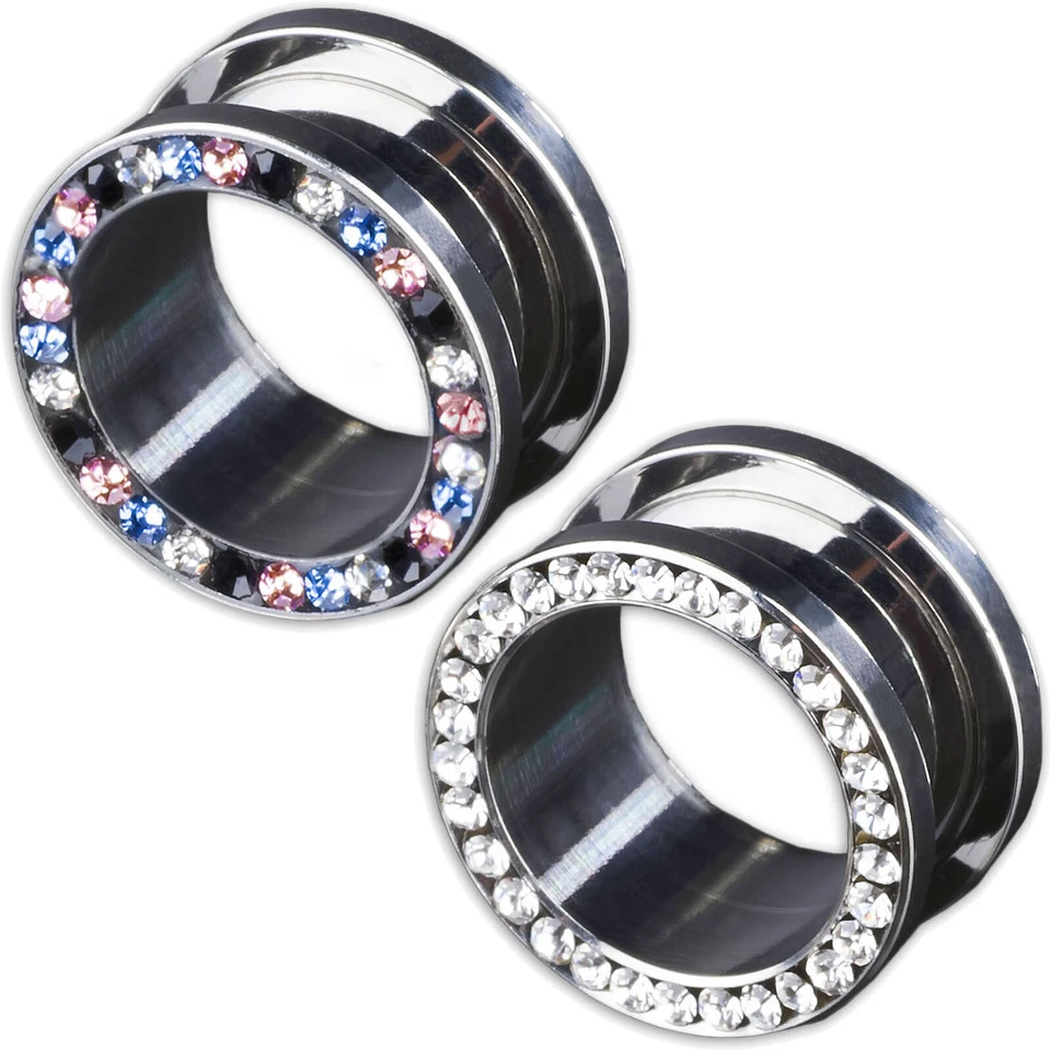 3-16mm  Flesh Tunnel Plug Zirkonia Stahl Pink Blau Rosa Schwarz Piercing Z238 - Bild 1 von 1