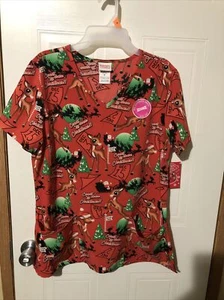 NWT Ladies Christmas Scrub Top Size M - Picture 1 of 4