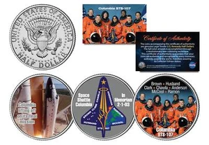 SPACE SHUTTLE COLUMBIA STS-107 In Memoriam JFK Half Dollar U.S. 3 Coin Set NASA - Bild 1 von 1