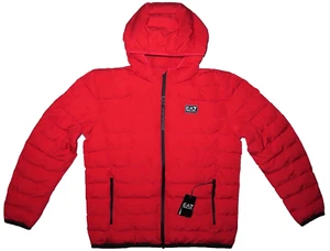 New Emporio Armani EA7 Bomber Jacket Hooded Size 2XL Racing Red Zip #6LPBJ0 - Picture 1 of 14
