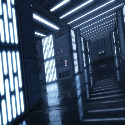 1/6th Scale STAR WARS DEATH STAR HALLWAY 3 IKEA Detolf 15x15 Diorama Backdrop - Image 1 of 4