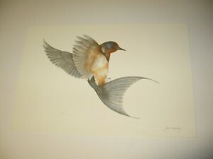 Limited Edition No. Signed Lithograph- BARN SWALLOW by Jean Cassady 16.5" x 11"