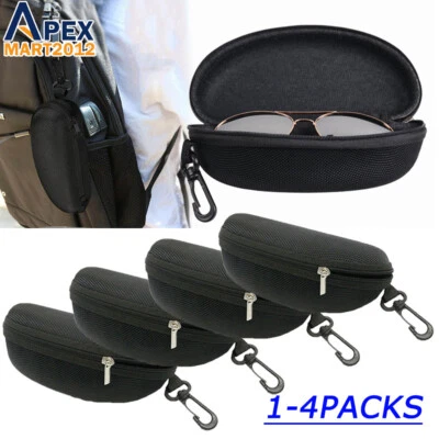 1-4 PIEZAS Gafas de sol Estuche rígido Portátil Gafas Almeja Carcasa con gancho Clip Cremallera Foto 1 de 4