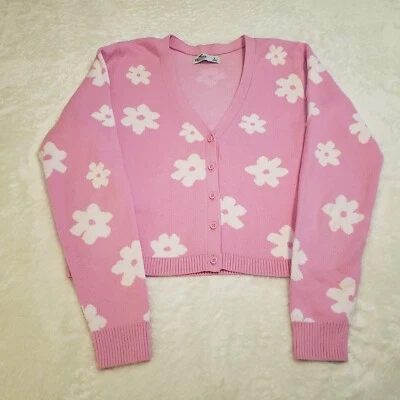 Hollister Womens Pink Floral Daisy Print Cardigan Sweater Size L - Image 1 of 3