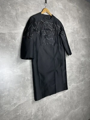 Jaqueta social Shiatzy Chen preta padrão floral lã de seda RRP3900$ tamanho 40 - Imagem 1 de 4