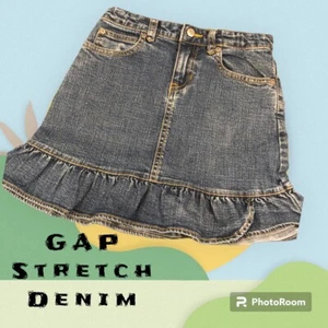 GAP Kids Girls Size 7 Stretch Denim Skirt With Ruffle Hem Adjustable Waist - Picture 1 of 10