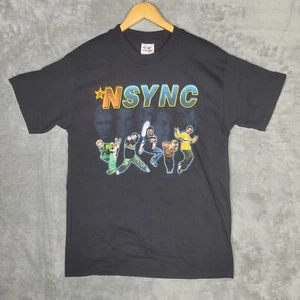 Vintage 1999 NSYNC T-shirt Size Medium Black Double Sided Spell Out - Picture 1 of 10