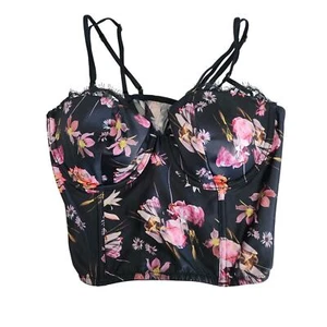 Victoria's Secret sehr sexy Korsett-Top 32D dunkle Blumen Fairygoth Grunge neu mit Etikett  - Bild 1 von 8