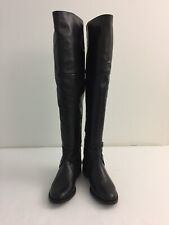 DUO Women's Over The Knee Boots Black Leather Samantha Thigh High Buckle New F1
