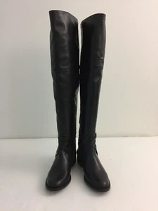 DUO Women's Over The Knee Boots Black Leather Samantha Thigh High Buckle New F1 - Picture 1 of 12