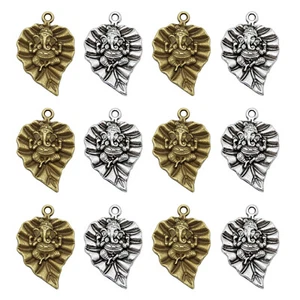 20 PIEZAS Collar Pendientes Colgante de Aleación Mixta Ganesha en Hoja Dijes Hágalo usted mismo Hallazgos - Imagen 1 de 11