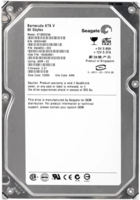 Hard Drive Seagate barracuda Ata V ST380023A 80GB 7200U/Min 2MB Ata 3.5'' Inch - Image 1 of 3