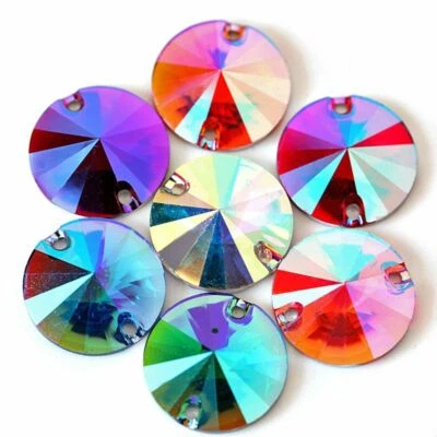 Sew On Rhinestone Dress Garment Resin Sewing Round Rivoli Crystal Womens Jewelry - Image 1 of 4