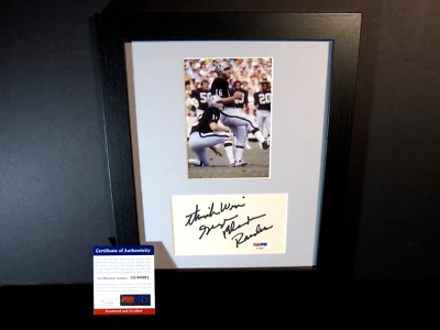 GEORGE BLANDA SIGNED AUTOGRAPHED INDEX CARD CUT & FRAMED PHOTO RAIDERS PSA - Image 1 of 4