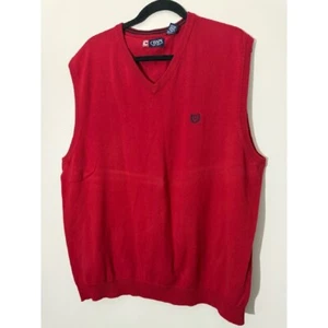 Chaps Sweater Vest V-Neck Sleeveless Knit Preppy Style Red XL - Bild 1 von 5