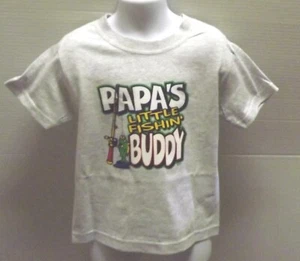 Papa's Little Fishing Buddy  New Without Tags Gray  Tee Shirt SIZE 24 months - Picture 1 of 1