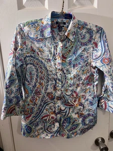 Chaps Hemd Hemd Knopfleiste blau Paisley Western Rodeo Cowgirl Medium - Bild 1 von 2