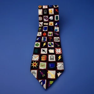 Vintage 1997 Ralph Marlin Computer Squares-Navy Mens Necktie EUC - Picture 1 of 4